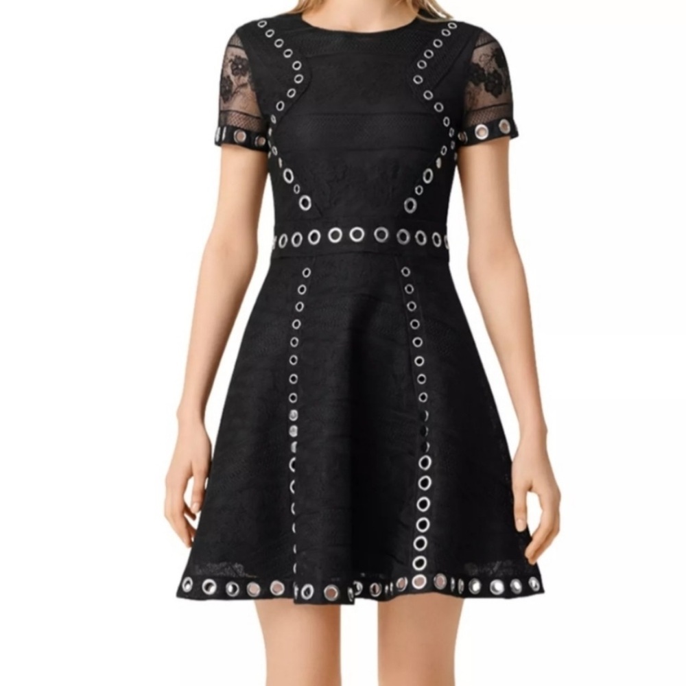 Maje Black Eyelet Mini Dress